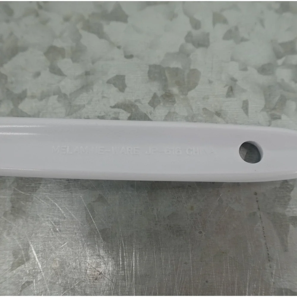 White Melamine Serving Spoon Set Slotted and Solid JP-616 JP-617 11 Inch 2 Piece